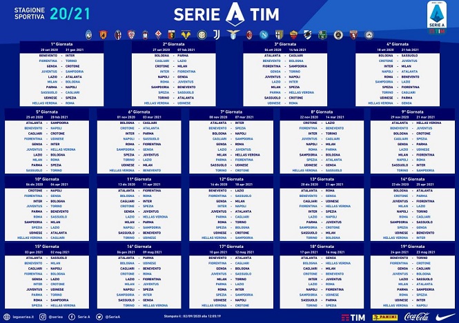 Lịch thi đấu Serie A mùa 2020/21