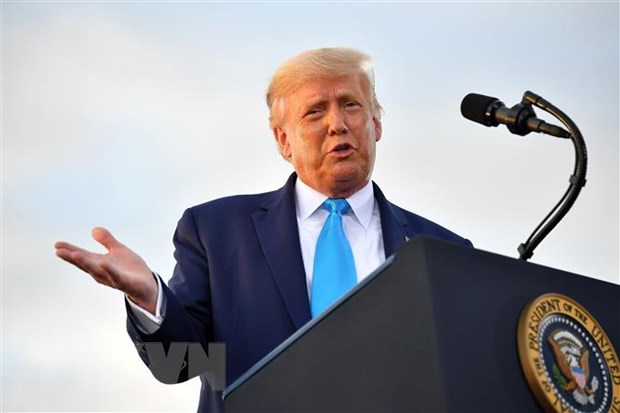 Liên minh cảnh sát lớn nhất tại Mỹ ủng hộ Tổng thống Trump tái đắc cử Tổng thống Mỹ Donald Trump phát biểu tại cuộc vận động tranh cử ở Latrobe, bang Pennsylvania ngày 3-9-2020. (Ảnh: AFP/TTXVN)