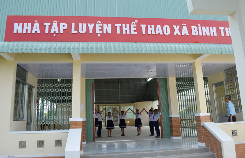 Nhà luyện tập thể thao xã Bình Thành, huyện Giồng Trôm hoạt động hiệu quả.