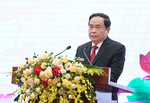 Chủ tịch Ủy ban Trung ương MTTQ Việt Nam Trần Thanh Mẫn phát biểu tại Đại hội. Ảnh: VGP/Quang Hiếu 