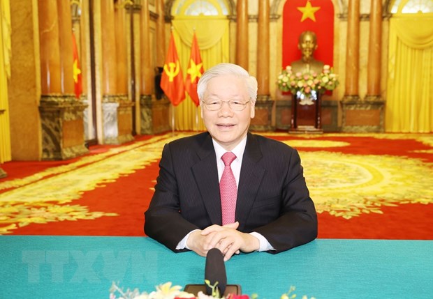 Việt Nam mong muốn phát huy quan hệ hợp tác toàn diện với Liên hợp quốc Tổng Bí thư, Chủ tịch nước Nguyễn Phú Trọng gửi thông điệp tới Phiên thảo luận chung cấp cao Khóa 75 Đại hội đồng Liiên hợp quốc. Ảnh: Trí Dũng/TTXVN