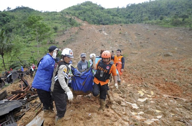 Hiện trường một vụ sạt lở đất ở Indonesia. Ảnh minh họa. Nguồn: AP