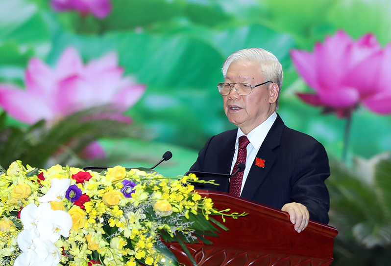 Đại hội đại biểu Đảng bộ Quân đội lần thứ 11, nhiệm kỳ 2020-2025 Tổng Bí thư, Chủ tịch nước Nguyễn Phú Trọng, Bí thư Quân ủy Trung ương phát biểu chỉ đạo Đại hội.