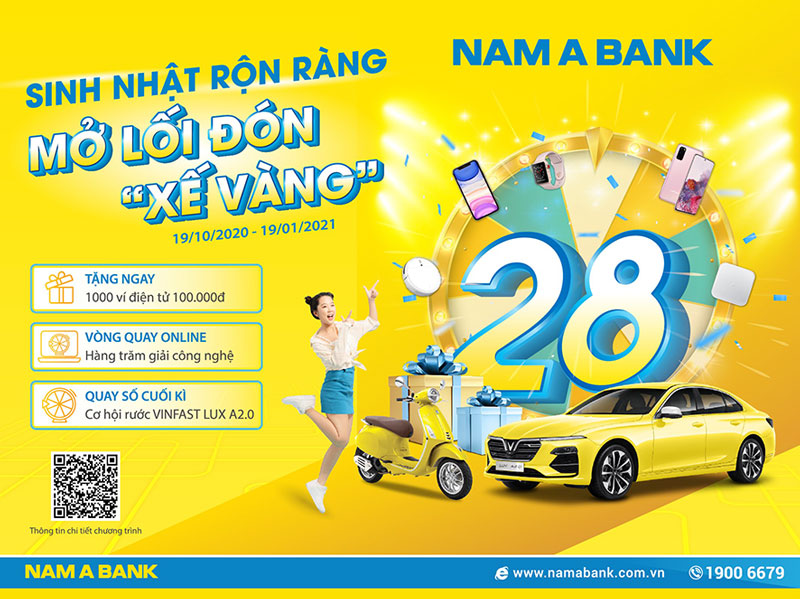 Rước “xế vàng” cùng ngàn ưu đãi mừng sinh nhật Nam A Bank
