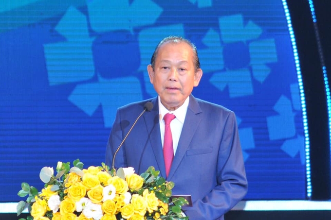 283 sản phẩm đạt Thương hiệu quốc gia Việt Nam năm 2020 Phó thủ tướng Thường trực Chính phủ Trương Hòa Bình tham dự và phát biểu tại Lễ Công bố.