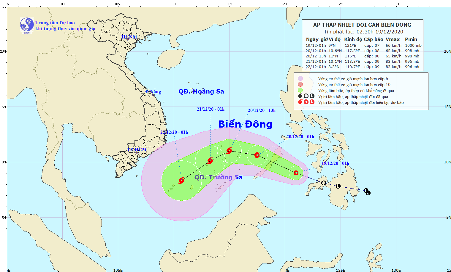 Áp thấp nhiệt đới xuất hiện trên Biển Đông