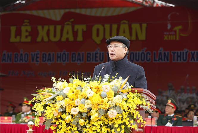 Thường trực Ban Bí thư: Bảm đảo tuyệt đối an ninh, an toàn Đại hội XIII của Đảng  Đồng chí Trần Quốc Vượng, Ủy viên Bộ Chính trị, Thường trực Ban Bí thư phát biểu. Ảnh: Doãn Tấn/TTXVN