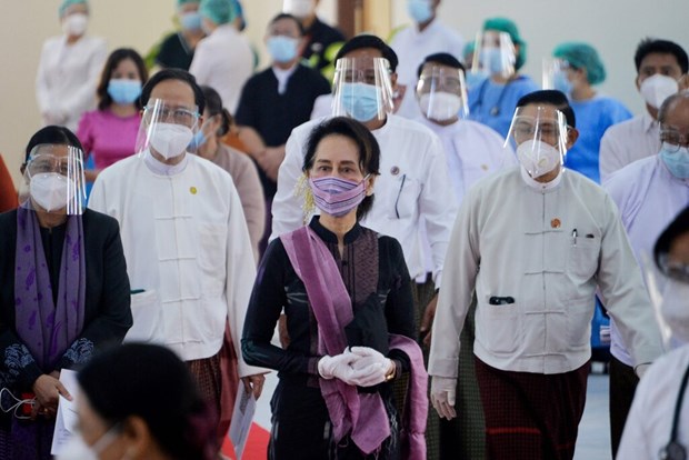 Nhà lãnh đạo Myanmar Aung San Suu Kyi cùng nhiều quan chức bị bắt. Nguồn: Getty Images