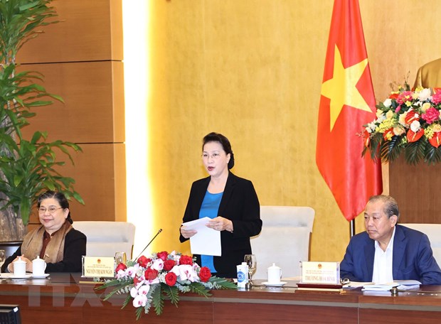 Chủ tịch Quốc hội chủ trì Phiên họp Hội đồng Bầu cử Quốc gia Chủ tịch Quốc hội Nguyễn Thị Kim Ngân, Chủ tịch Hội đồng Bầu cử quốc gia phát biểu. (Ảnh: Trọng Đức/TTXVN)