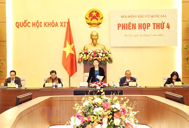 Chủ tịch Quốc hội chủ trì Phiên họp Hội đồng Bầu cử Quốc gia Chủ tịch Quốc hội Nguyễn Thị Kim Ngân, Chủ tịch Hội đồng Bầu cử quốc gia phát biểu. (Ảnh: Trọng Đức/TTXVN)
