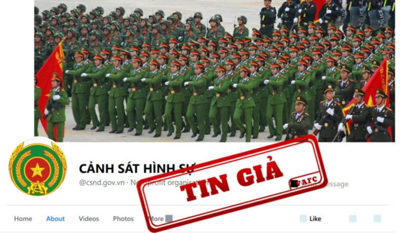 Công bố fanpage “Cảnh Sát Hình Sự” giả mạo kênh thông tin của Bộ Công an Công bố fanpage Cảnh Sát Hình Sự là tin giả của Trung tâm Xử lý tin giả Việt Nam.