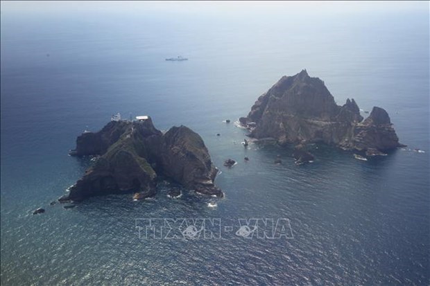 Quần đảo tranh chấp Dokdo ở vùng biển phía Đông Hàn Quốc, mà Nhật Bản cũng tuyên bố chủ quyền và gọi là Takeshima. (Ảnh: AFP/TTXVN)