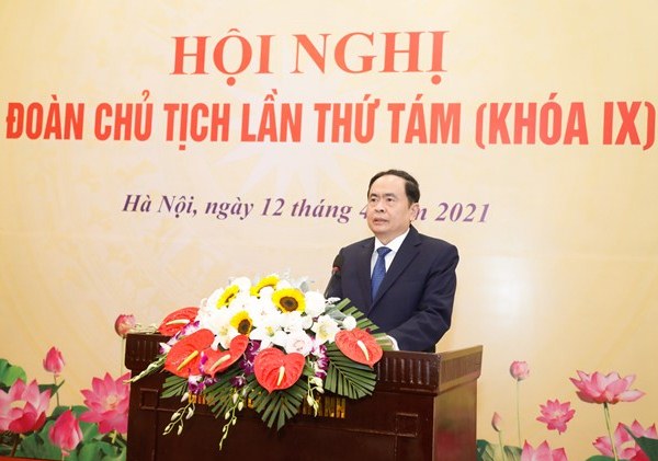 Ông Trần Thanh Mẫn, Ủy viên Bộ Chính trị, Phó Chủ tịch Thường trực Quốc hội, Chủ tịch Uỷ ban Trung ương MTTQ Việt Nam phát biểu khai mạc Hội nghị. Ảnh: VGP/Nguyễn Hoàng