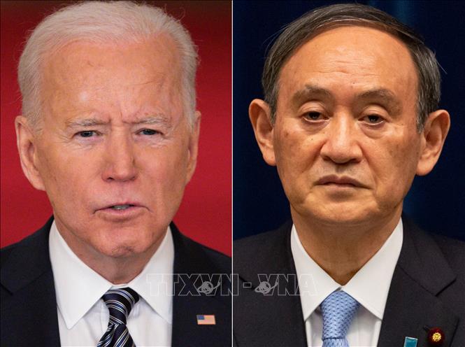 Thủ tướng Nhật Bản Suga Yoshihide (phải) và Tổng thống Mỹ Joe Biden. Ảnh: AFP/TTXVN