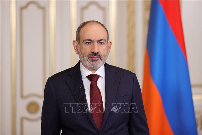 Thủ tướng Armenia Nikol Pashinyan phát biểu tại Yerevan ngày 25-4-2021. Ảnh: AFP/TTXVN