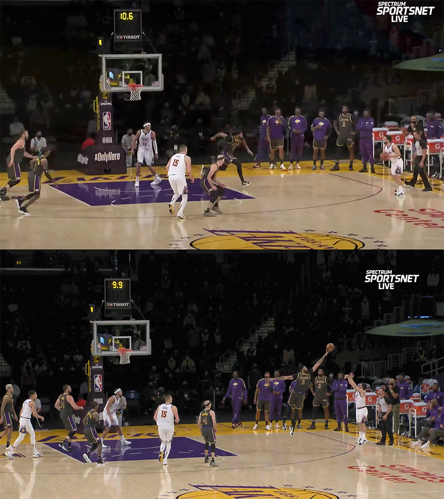 Marc Gasol cùng Anthony Davis hồi sinh, Lakers thắng nghẹt thở Denver Nuggets Khi Campazzo nhận bóng, Anthony Davis vẫn còn đứng ở dưới rổ. Nhưng bằng một cách nào đó, AD vẫn có thể bứt tốc và kịp block cú ném của đối phương