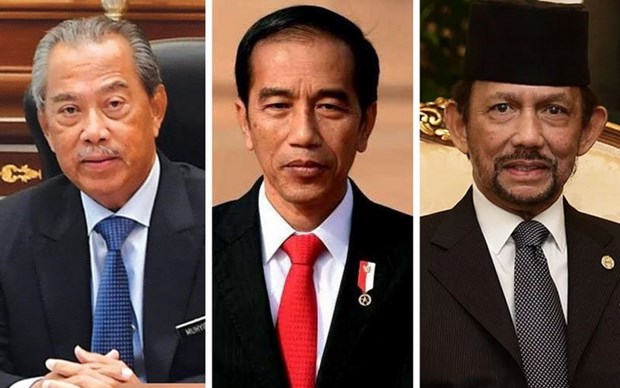 Malaysia, Indonesia, Brunei ra tuyên bố lên án vụ tấn công của Israel Thủ tướng Malaysia Muhyiddin Yassin, Tổng thống Indonesia Joko Widodo và Quốc vương Brunei Sultan Haji Hassanal Bolkiah Mu’izzaddin Waddaula. Nguồn: freemalaysiatoday