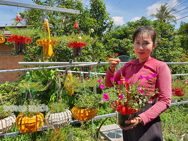 Độc đáo vườn hoa tái chế ở Chợ Lách - Báo Đồng Khởi Online