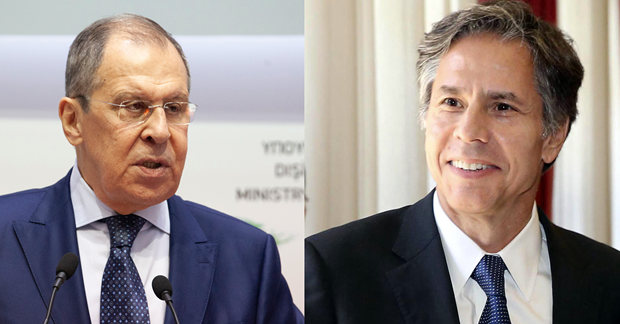 Ngoại trưởng Nga Sergei Lavrov (phải) cùng người đồng cấp Mỹ Antony Blinken. (Nguồn: Xinhua)