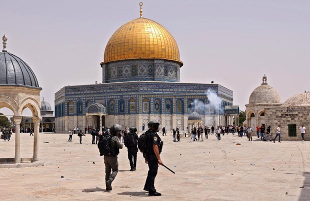 Đụng độ tại Đền Al-Aqsa trong ngày 21-5-2021 sau khi có lệnh ngừng bắn (Nguồn: AFP)