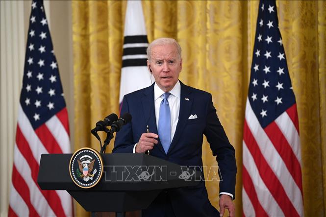 Tổng thống Mỹ Joe Biden tại cuộc họp báo ở Washington, DC, ngày 21-5-2021. Ảnh: AFP/TTXVN
