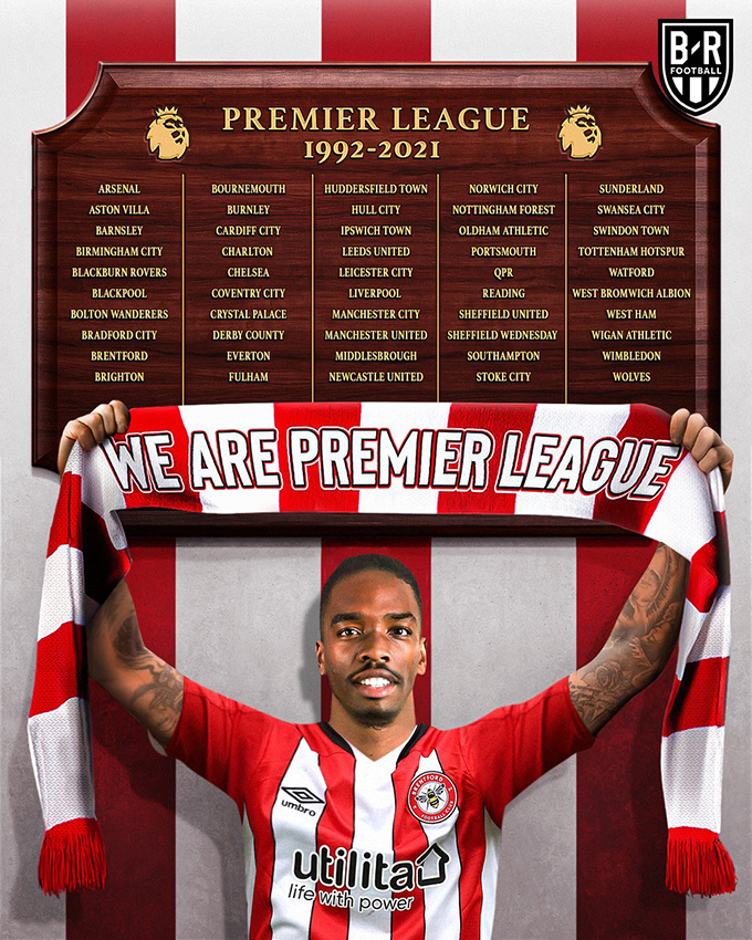 Vé cuối cùng lên Ngoại hạng Anh có chủ Brentford là đội bóng thứ 50 trong lịch sử tham dự Ngoại hạng Anh