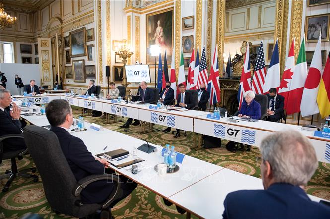 Toàn cảnh Hội nghị Bộ trưởng Tài chính G7 tại London, Anh, ngày 4-6-2021. Ảnh: AFP/TTXVN