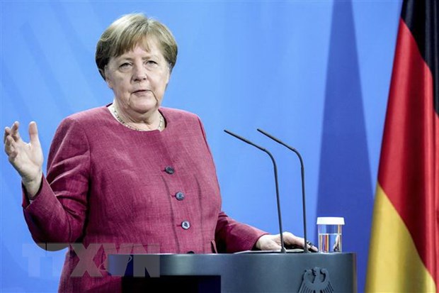 Thủ tướng Đức Angela Merkel phát biểu trong cuộc họp báo tại Berlin, Đức. (Ảnh: AFP/TTXVN)