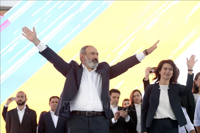 Thủ tướng Armenia Nikol Pashinyan tại cuộc vận động tranh cử ở Yerevan, ngày 20-6-2021. Ảnh: AFP/TTXVN