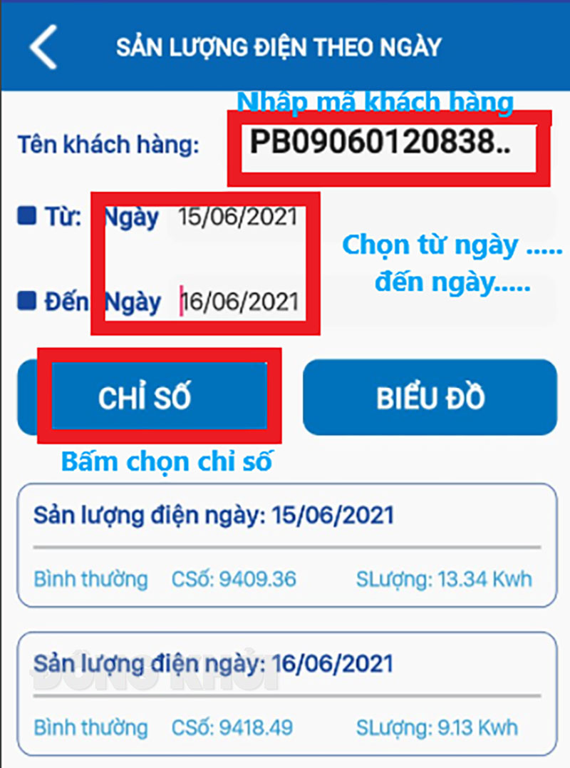 Hướng dẫn tra cứu sản lượng điện tiêu thụ hàng ngày