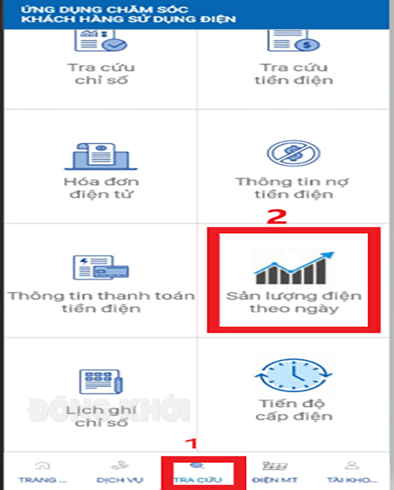 Hướng dẫn tra cứu sản lượng điện tiêu thụ hàng ngày