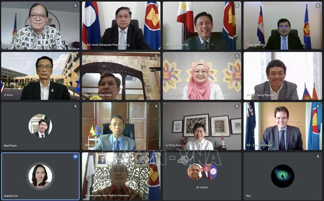  Cuộc họp Ủy ban hợp tác chung ASEAN-New Zealand (ANZJCC) lần thứ 9 được tổ chức theo hình thức trực tuyến. Ảnh: TTXVN phát