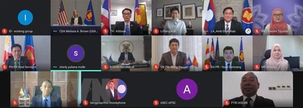 Cuộc họp Ủy ban hợp tác chung (JCC) ASEAN - Hoa Kỳ lần thứ 12 đã diễn ra theo hình thức trực tuyến. Ảnh: TTXVN phát