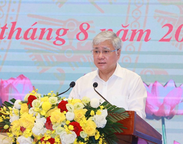 Tổng Bí thư dự Hội nghị toàn quốc Chương trình hành động của MTTQ Ông Đỗ Văn Chiến, Bí thư Trung ương Đảng, Chủ tịch Uỷ ban Trung ương Mặt trận Tổ quốc Việt Nam phát biểu khai mạc hội nghị. (Ảnh: Phương Hoa/TTXVN)