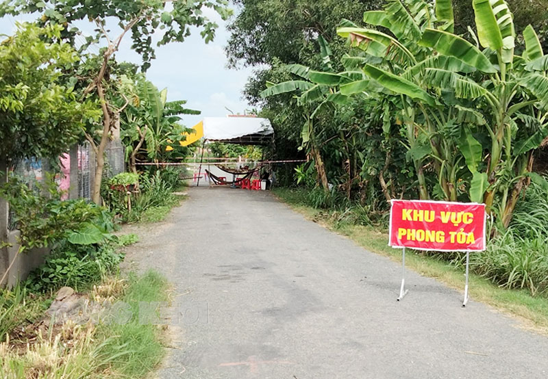 Tổ Covid cộng đồng ấp An Quới phát huy hiệu quả Khu vực phong tỏa ấp An Quới, xã An Bình Tây, huyện Ba Tri.