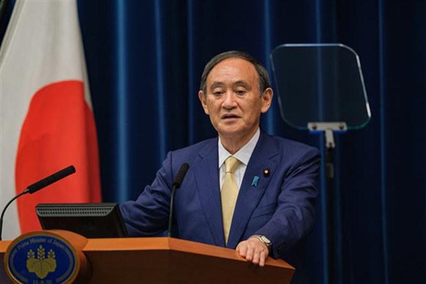 Thủ tướng Suga Yoshihide tại một cuộc họp báo ở Tokyo (Nhật Bản). Ảnh: AFP/TTXVN