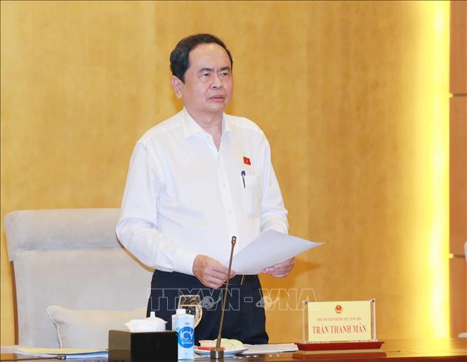 Quán triệt Chương trình hành động của Đảng đoàn Quốc hội thực hiện Nghị quyết Đại hội XIII của Đảng Đồng chí Trần Thanh Mẫn, Ủy viên Bộ Chính trị, Phó chủ tịch Thường trực Quốc hội. Ảnh: Phương Hoa/TTXVN