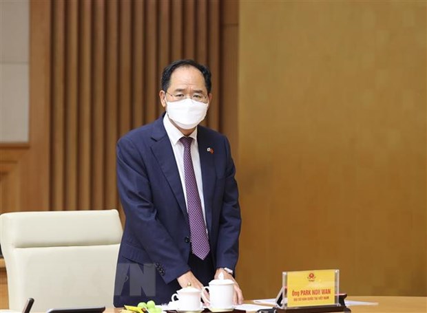 Thủ tướng: Tạo mọi thuận lợi cho DN Hàn Quốc hoạt động tại Việt Nam Đại sứ Hàn Quốc tại Việt Nam Park Noh Wan phát biểu. (Ảnh: Dương Giang/TTXVN)