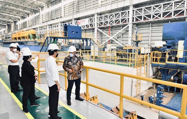 Indonesia khánh thành nhà máy thép hiện đại thứ hai thế giới Tổng thống Jokowi tại nhà máy thép. Nguồn: beritasatu.com