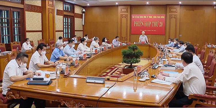 Ban hành Quy định về chức năng, quyền hạn của Ban Chỉ đạo Trung ương về phòng, chống tham nhũng, tiêu cực Ban Chỉ đạo Trung ương về phòng, chống tham nhũng họp phiên 20 ngày 5-8-2021.