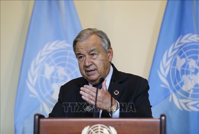 Tổng thư ký Liên hợp quốc Antonio Guterres phát biểu tại cuộc họp LHQ ở New York, Mỹ, ngày 20-9-2021. Ảnh: THX/TTXVN