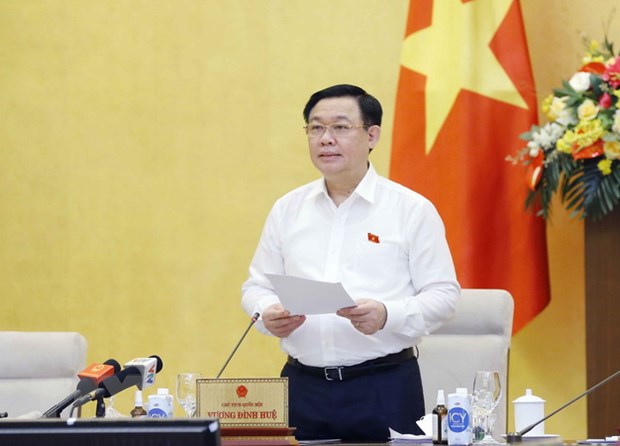 Điều chỉnh Chương trình xây dựng luật, pháp lệnh năm 2021 Chủ tịch Quốc hội Vương Đình Huệ. (Ảnh: Doãn Tấn/TTXVN)