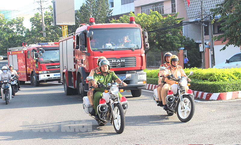 Lực lượng Cảnh sát phòng cháy, chữa cháy và cứu nạn, cứu hộ Công an tỉnh luôn trong tư thế sẵn sàng chiến đấu.   Ảnh: H. Đức (Ảnh Tư liệu)