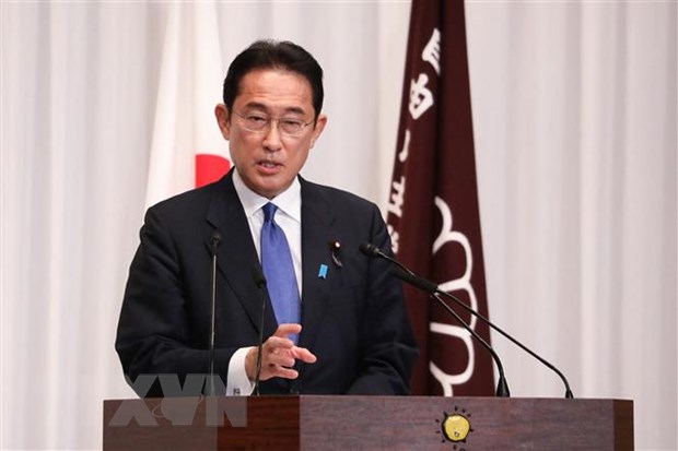 Tân Thủ tướng Nhật Bản Fumio Kishida trong cuộc họp báo tại Tokyo ngày 29-9-2021. Ảnh: AFP/TTXVN