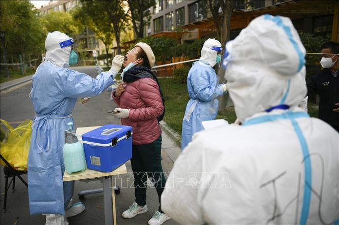 Thế giới vượt 246 triệu ca mắc; Mỹ, Nga đều trên 1.000 ca tử vong mới Nhân viên y tế lấy mẫu xét nghiệm COVID-19 cho người dân tại Ngân Xuyên, Trung Quốc, ngày 24-10-2021. Ảnh: THX/TTXVN