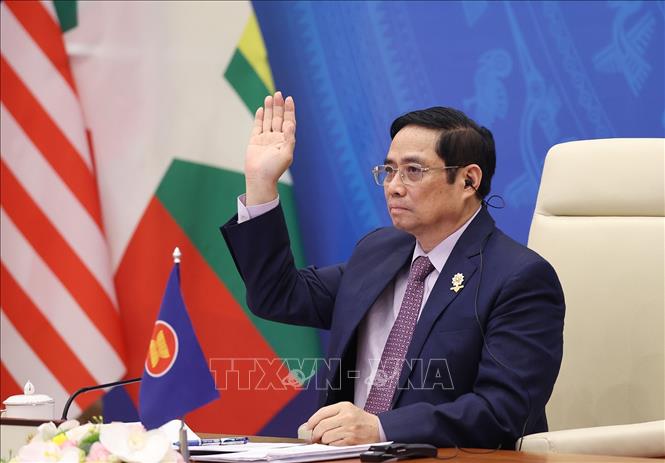 ASEAN khẳng định tinh thần cộng đồng Thủ tướng Phạm Minh Chính tham dự Lễ bế mạc Hội nghị cấp cao ASEAN lần thứ 38 và 39, chiều 28-10-2021. Ảnh: Dương Giang/TTXVN
