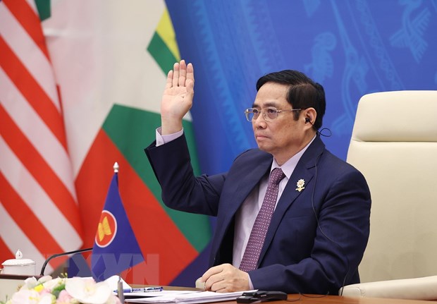 Thủ tướng Chính phủ Phạm Minh Chính tham dự Lễ bế mạc Hội nghị cấp cao ASEAN lần thứ 38, 39. (Ảnh: Dương Giang/TTXVN)
