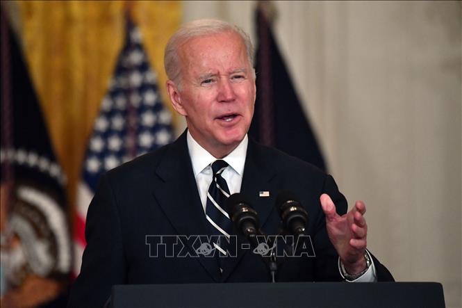 Tổng thống Mỹ bắt đầu chuyến công du châu Âu Tổng thống Mỹ Joe Biden công bố kế hoạch chi tiêu xã hội sửa đổi, tại Nhà Trắng ở Washington DC., ngày 28-10-2021. Ảnh: AFP/TTXVN