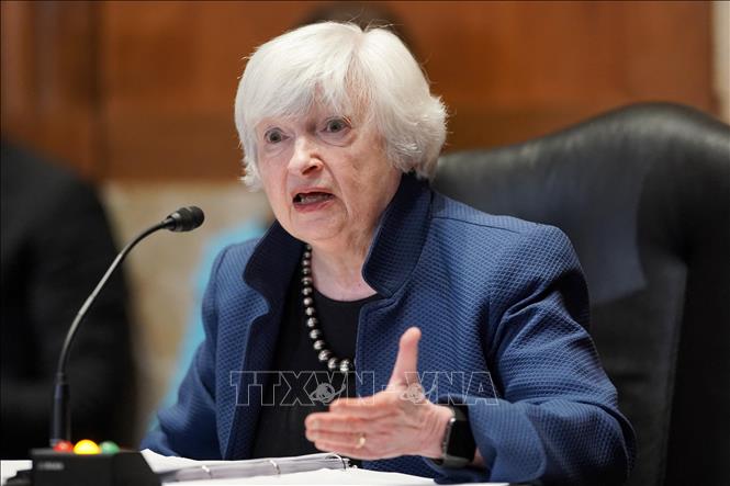 Bộ trưởng Tài chính Mỹ Janet Yellen phát biểu tại Washington, DC. Ảnh tư liệu: AFP/TTXVN