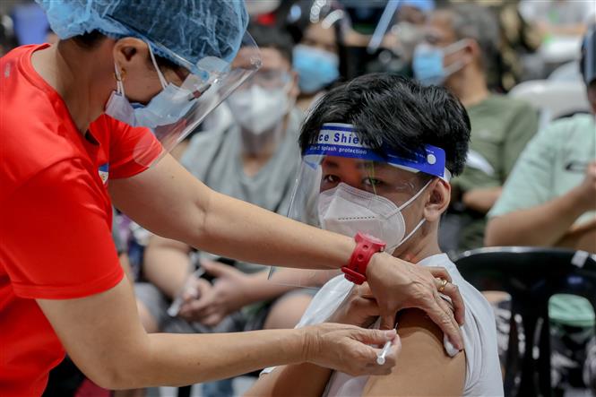 Thế giới vượt 260 triệu ca bệnh; Châu Âu dịch bùng phát nghiêm trọng Nhân viên y tế tiêm vaccine phòng COVID-19 cho học sinh tại San Juan, Philippines, ngày 3-11-2021. Ảnh: THX/ TTXVN